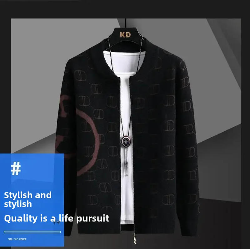 Description Picture 3 of itemMen's Knitted Top Sweater 2024 Autumn/winter New Style Cardigan Jacket V-neck Pullover Sweater For Cross-border Trade