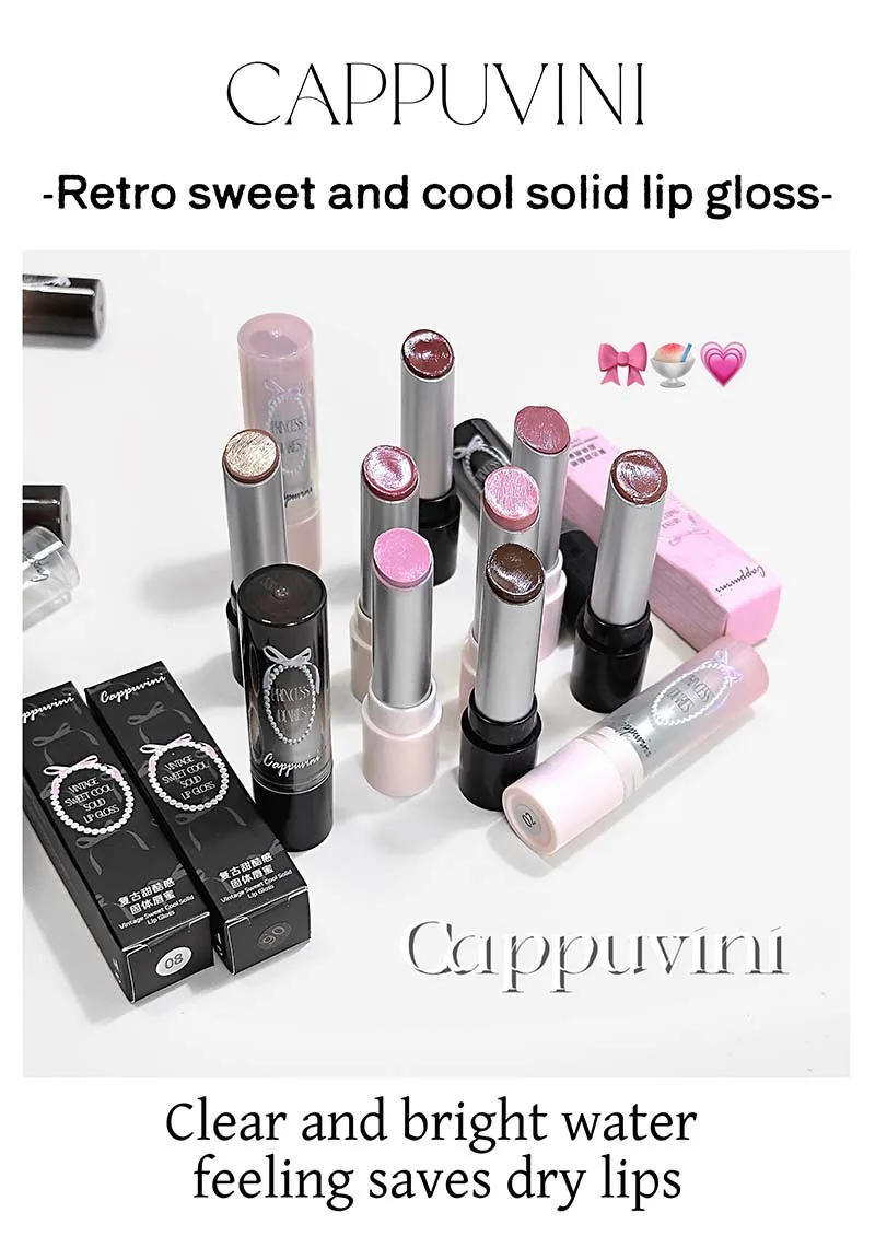 Description Picture 4 of itemPink Crystal Mirror Glass Solid Lip Gloss Round Tube Water Light Lipstick Clear Jelly Lip Glaze Nude Brown Moisturizing Lip Tint