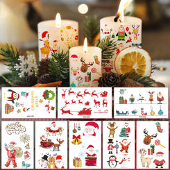 2Pcs Candle Tattoo Film Stickers Christmas Sticker Christmas Themed Tattoo Decal Party Supplies DIY Christmas Candle Accessories
