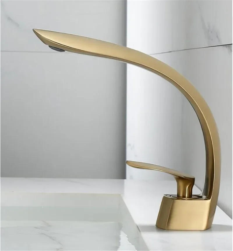 Description Picture 2 of itemBasin Faucet Brushed Gold Bathroom Mixer Tap Grey/Black Wash basin Single Handle Hot and Cold Waterfall