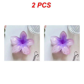 1/2/3PCS Summer Gradient Flower Acrylic Hair Clip For Women Sweet Ponytail Hair Claw Shark Hairpin Barrettes Hair