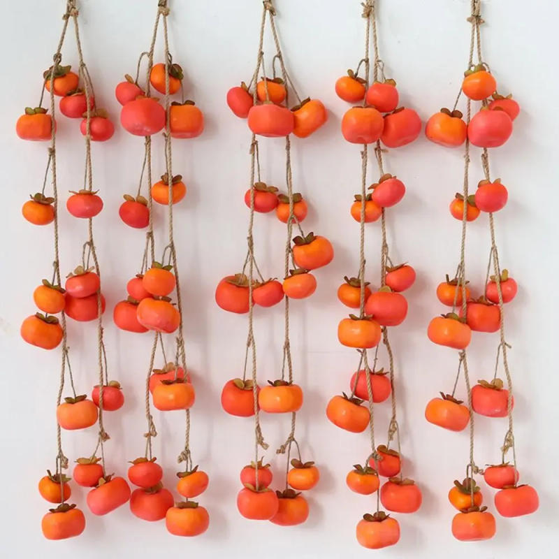 Description Picture 4 of item8 Fruit Simulation Persimmon Fruit 80cm Lifelike Artificial Persimmon with Frost Fruit Plastic Persimmon Pendant
