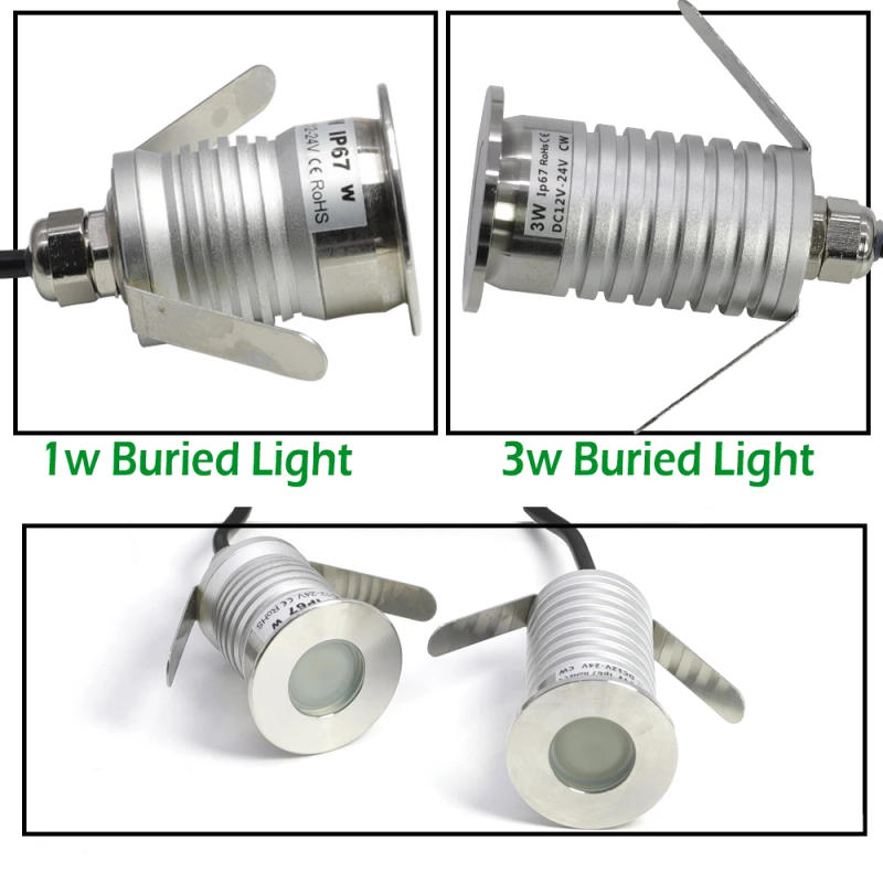 Description Picture 5 of item1W 3W DC12-24V LED Underground Light IP67 Waterproof Stainless Steel Recessed Garden Stair Buried Spot Lamp Post Deck Spotlight