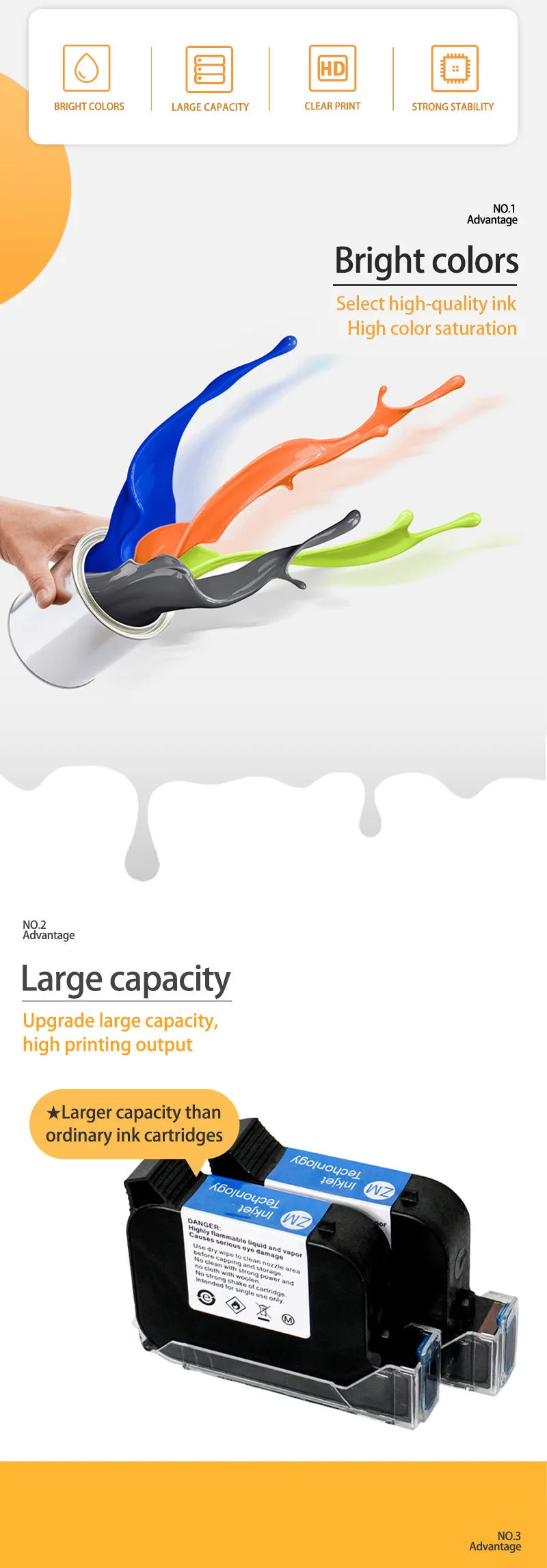 Description Picture 4 of item2588 2588M Compatible Handheld Printer Ink Cartridge Print Height 12.7mm Inkjet TIJ Printer Fast Dry Eco Solvent Ink Cartridge