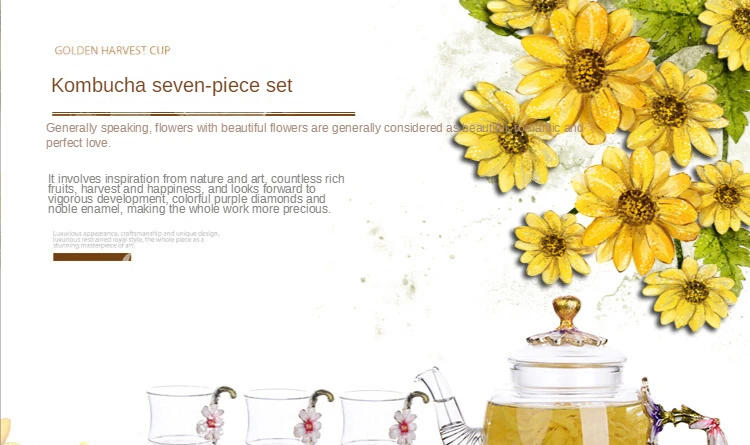 Description Picture 2 of itemCreative Hand-painted Enamel Color Tea Pot Heat-resistant Glass Single Pot Teapot High-grade Flower Tea Kungfu Water Pots Kettle