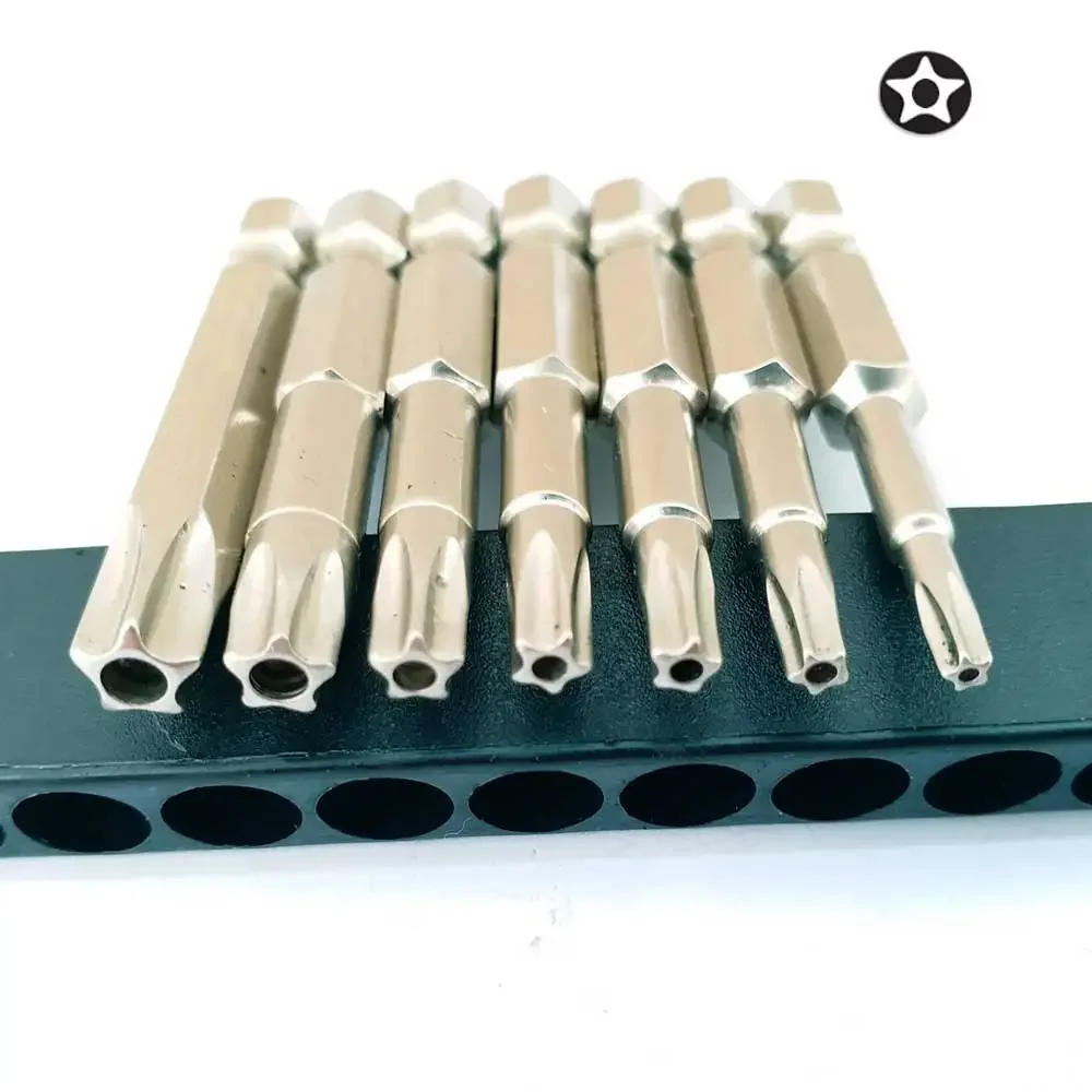 Description Picture 5 of itemKrachtige 7Pcs 50mm Magnetic Screwdriver Set T10 T15 T20 T25 T27 T30 T40 1/4" Hex Shank 5 Point Torx Electric Screwdriver Head