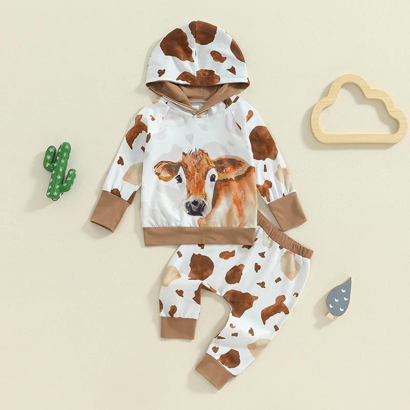 Description Picture 2 of itemBoys Autumn 2PCS Outfit Sets Long Sleeve Animal Print Hooded Tops Casual Pants Sets