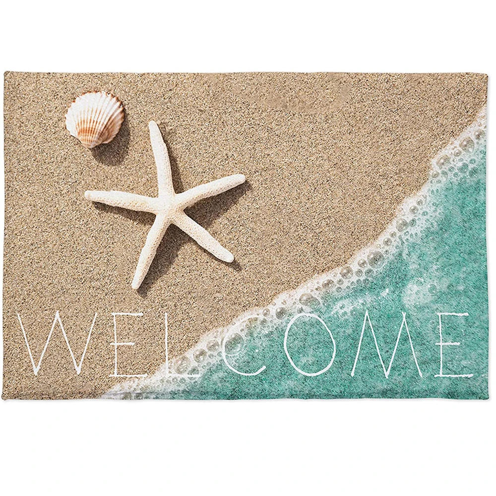 Description Picture 6 of itemBeach Starfish Shells Entrance Doormat Home Decoration Soft Flannel Carpet for Living Room Bathroom Floor Mats Home Decor