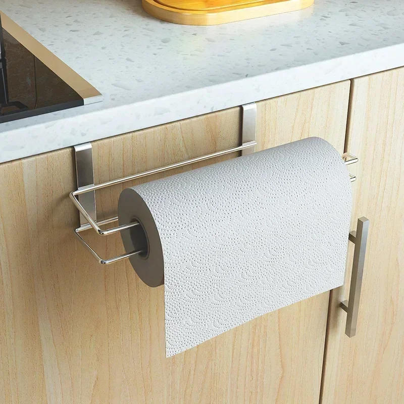 Description Picture 6 of itemPaper Roll Towel Holder Stainless Steel Racks Under Drawer Cabinet Door Back Hanging Hook Holder Kitchen Bathroom Gadget