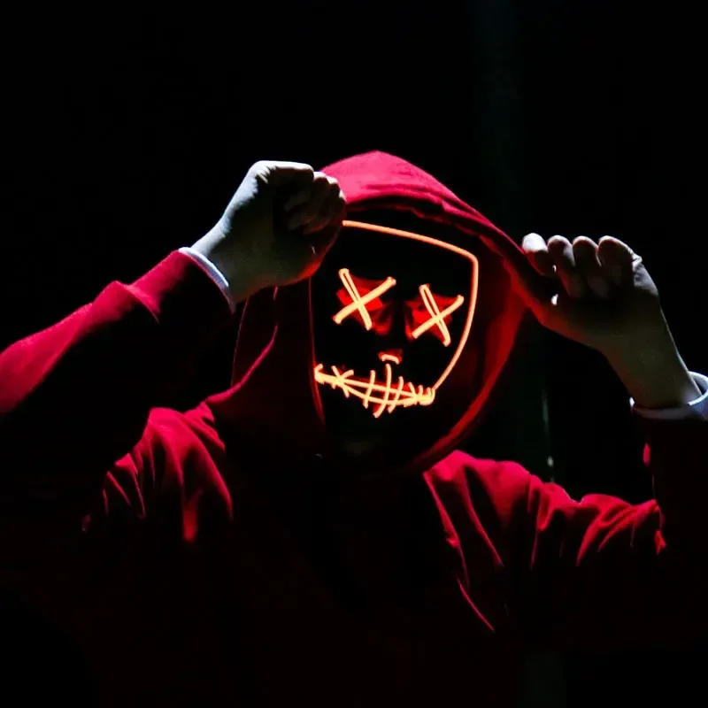 Description Picture 4 of itemWireless Halloween Neon LED Purge Mask Masque Masquerade Party Masks Light Grow in the Dark Horror Mask Glowing Masker