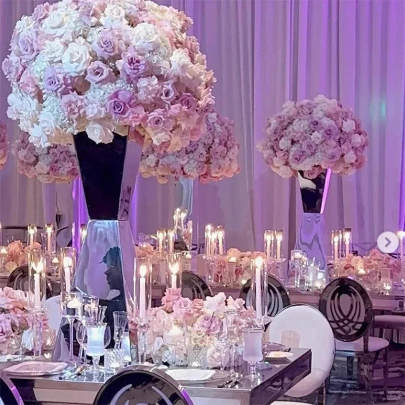 Description Picture 5 of itemStainless Steel Flower Stands Vases, Wedding Table Centerpieces, Road Lead, Party Decoration, 1Pc, 2Pcs, 5  6  10Pcs