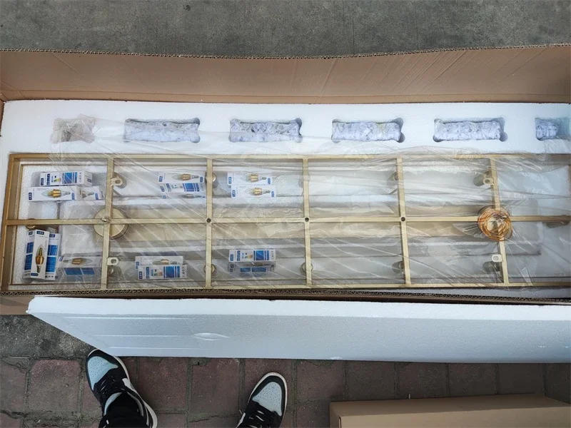 Description Picture 3 of itemAmerican Retro Gold Black Metal E14 Led Pendant Lights Chain Hanging Lustre K9 Clear/amber/gray Crystal Loft Chandelier