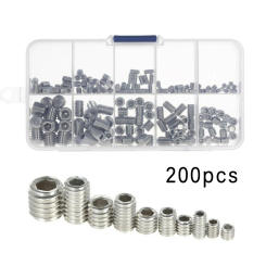 Industrial New Portable Nuts Hexagon Silver Stainless Steel Threaded 200pcs For Wood Furniture Head Cap Screws