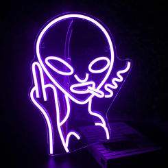 Purple Alien Neon Signs LED Neon Light Sign Light Up Neon Signs for Wall Decor,Shop Bar Pub Man Cave,Teen Room,Game Room Decor