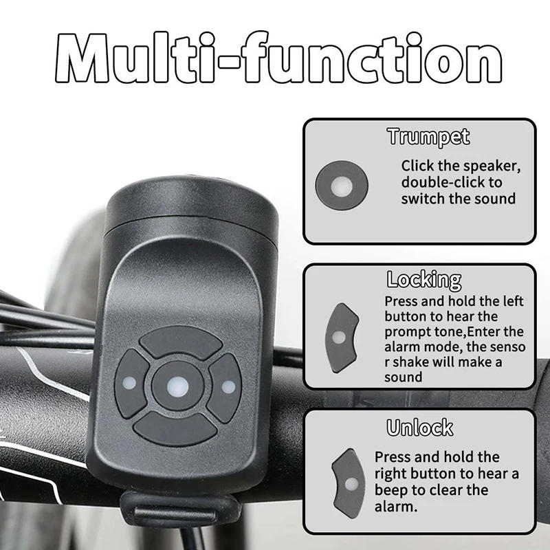 Description Picture 4 of itemBike Horn Electric Bicycle Bell Powerful Rechargeable Bicycle Bell Ring Horn Bells Cycle Safety Sound Alarm Bicycle Accessories