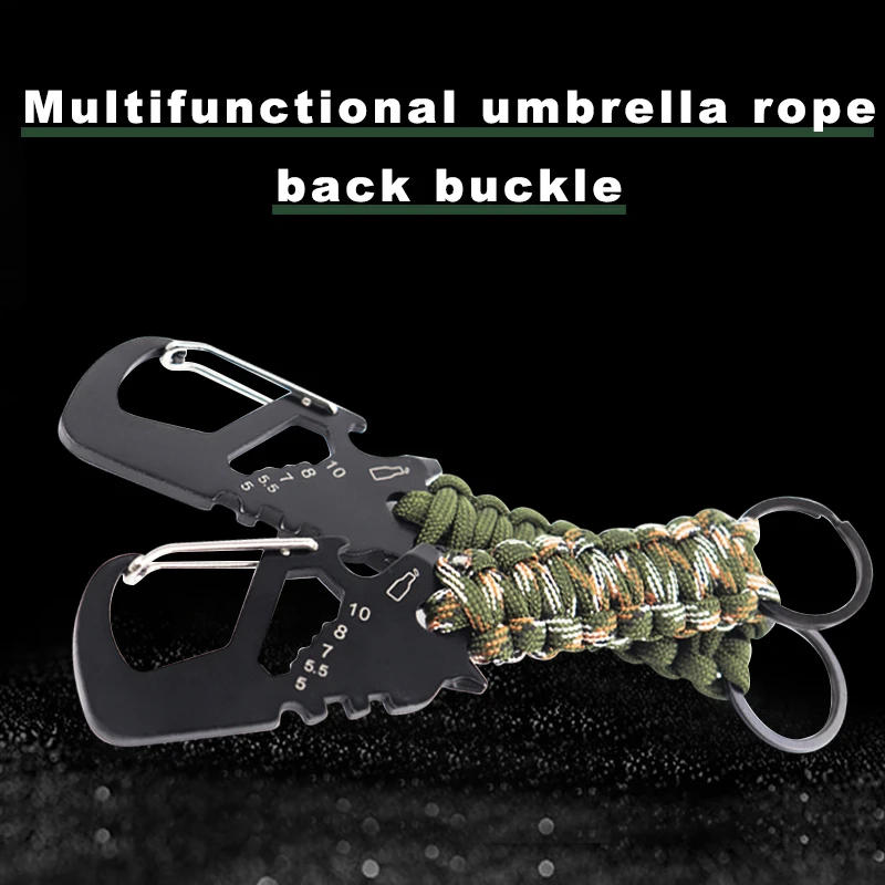 Description Picture 2 of itemMulti-functional Stainless Steel Woven Keychain, Paracord Climbing Hiking Carabiner, EDC Lanyard for Outdoor