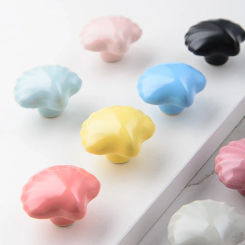 10Pcs/Sets Ceramic Handle Marine Creative Simple Modern Color Ceramic Shell Handle Cabinet Door Drawer Cabinet Handle Knob
