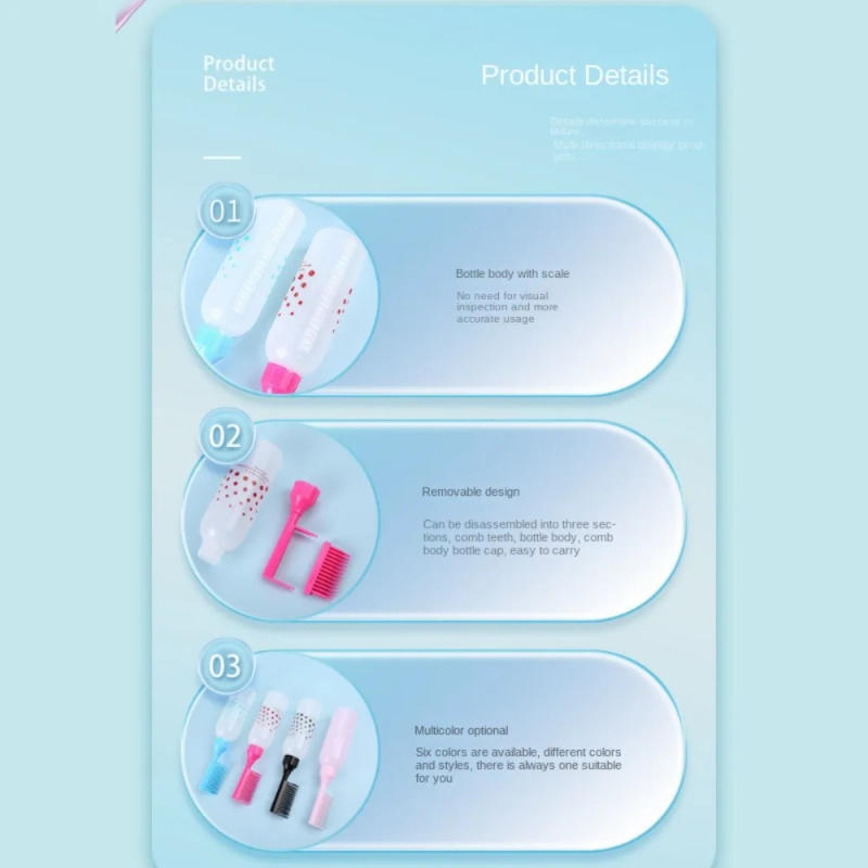 Description Picture 4 of item60oz Hair Applicator Bottle Refillable Plastic Root Comb Applicator Bottle Hair Coloring Tools Hairdressing Barber Accessories
