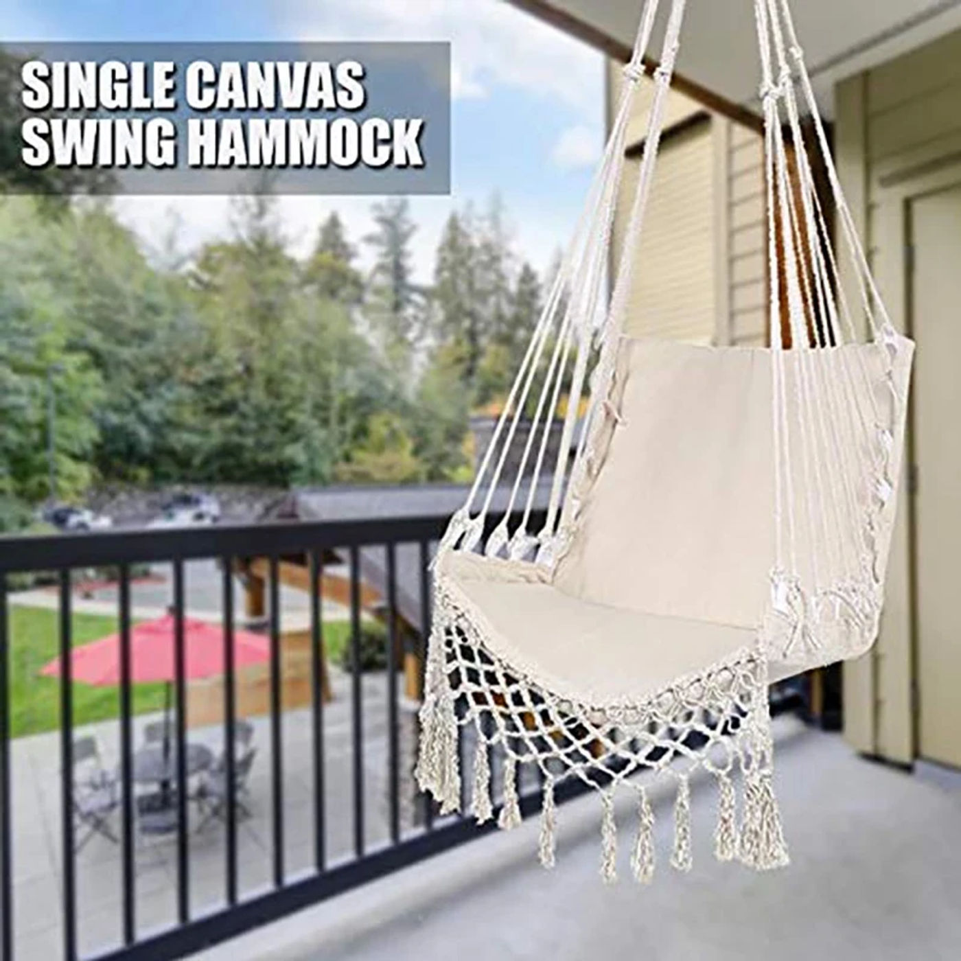 Description Picture 5 of itemSwing Net Chair Hammock Nordic Style Beige Hanging Chair Swing Rope Outdoor Garden Hanging Chair Hammock Adult Outdoor Swing
