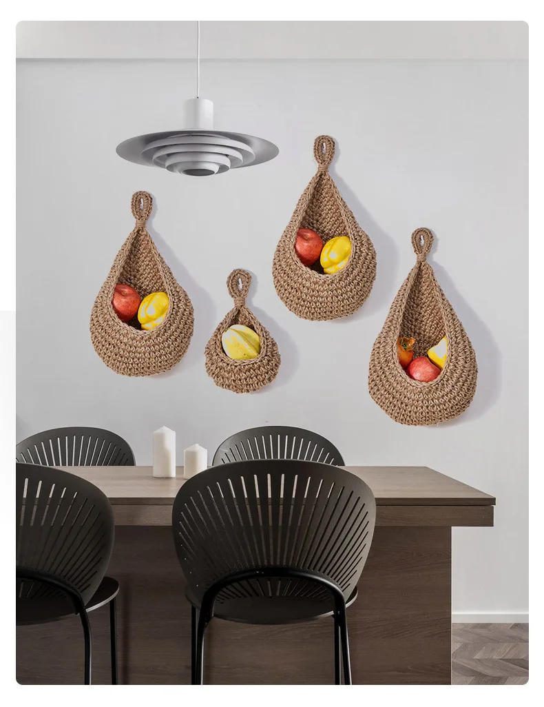 Description Picture 3 of itemHandwoven Hanging Wall Vegetable Fruit Basket Organizer Container Decor for Kitchen Garden Mount Wall Plant Flower Onion Storage