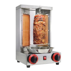 OT25 Shawarma Machine 2 Burners Shawarma Grill Machine Propane Doner Kebab Machine with Vertical Rotisserie Meat Catcher Kitchen