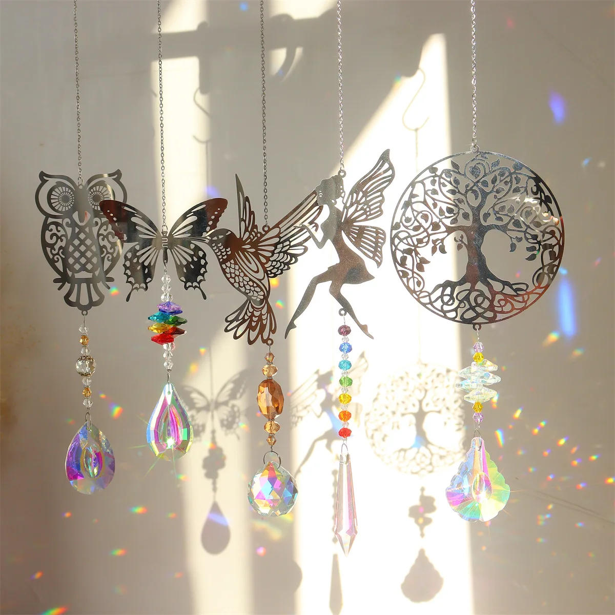 Description Picture 3 of itemCrystal Suncatcher Sun Catcher To Hang Tree of Life Wind Pendants Hanging Glass Prisms Wind Chimes for Outdoor Garden Decoration