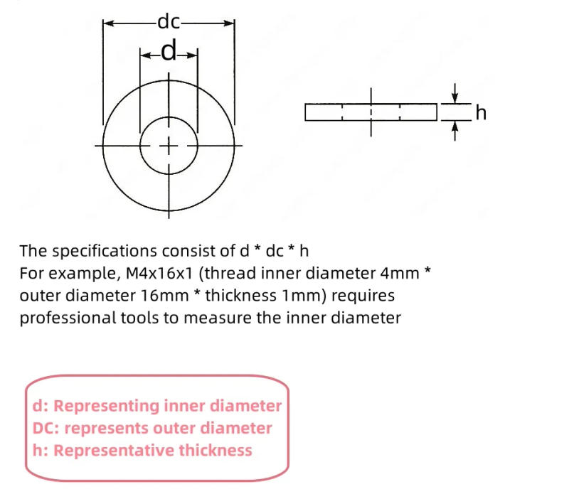 Description Picture 3 of item316 Stainless Steel Metal Flat Washer, Enlarged and Thickened Screwcircular Washer M1.6M2M2.5M3M4M5M6M10M12M14M16M18M18M20M22M24