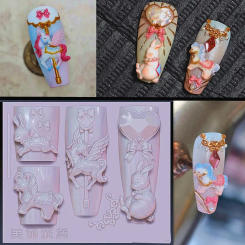 1Pc Castle Carousel Bow 3D Acrylic Mold Nail Art Decorations DIY Design Silicone Decorated Nail Art Templates Nails Mold