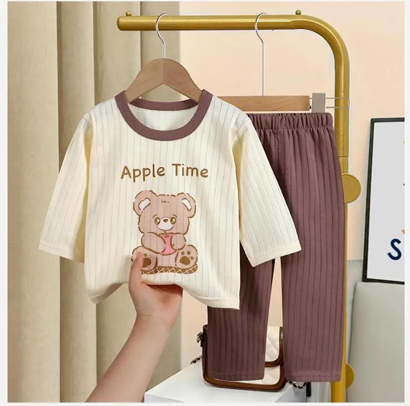 Description Picture 2 of itemNew Arrival Spring Summer Long Sleeve Sets Baby Unisex Pure Cotton Pajamas Suits Cartoon Printed Tops Trousers 2pcs Underwear