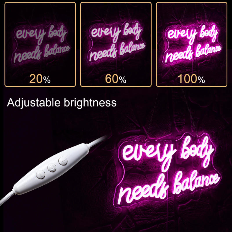 Description Picture 5 of itemEvery Body Needs Balance Neon Signs LED Lights Bedroom Decor Dimmable For Wall Decor Festival Party Bar Club USB Neon Lamp
