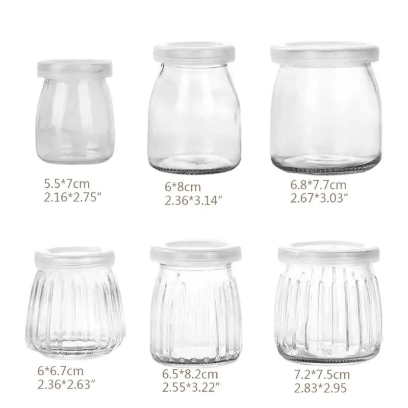 Description Picture 3 of item1Pcs Storage Cups Pudding Jars Wishing Bottle 100ML 150ML 200ML Glass Bottle High Temperature Resistant with Lid