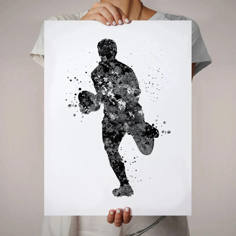 Description Picture 5 of itemRugby Player Canvas Painting Set Print Player Man Boy Sports Fan Gift Dorm Room American Football Posters Wall Art Home Decor