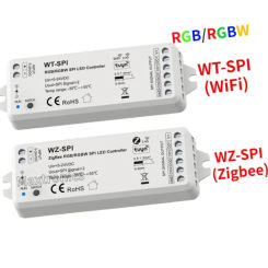 WT-SPI/WZ-SPI  Tuya WiFi/Zigbee+RF SPI LED Controller 1000Pixel for SPI Spotlight RGB/RGBW WS2811 2812B SK6812 LED Strip DC5-24V