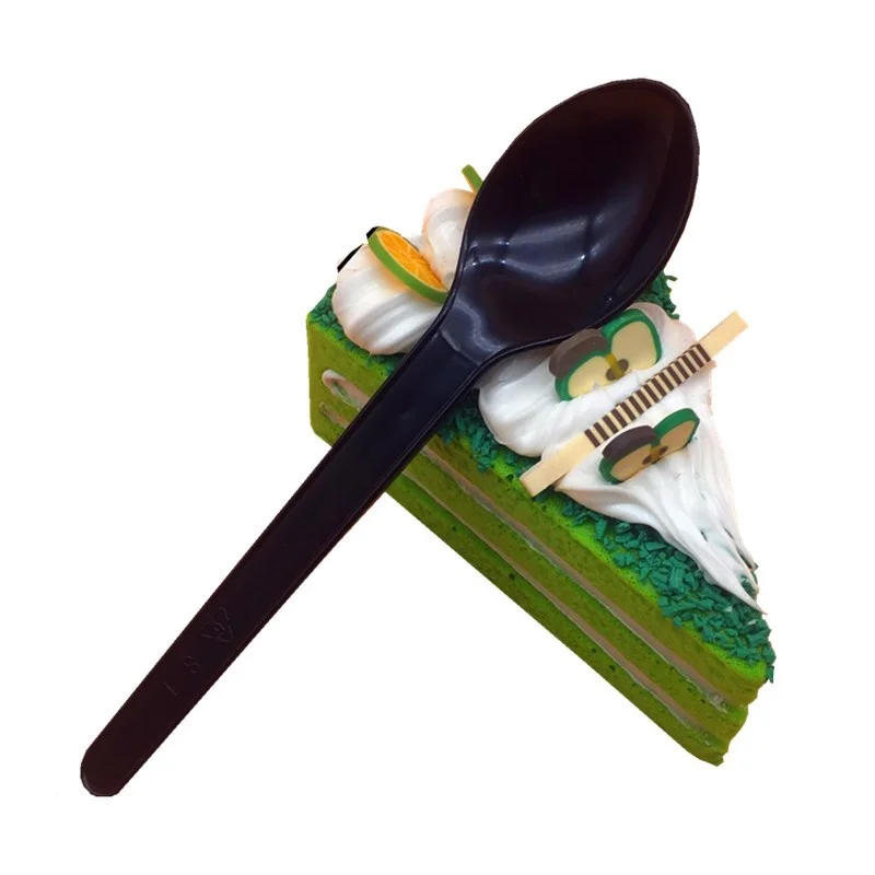 Description Picture 4 of item50Pcs Round Tip Spoon Disposable Plastic Cutlery Knife and Fork Small Spoon Cake Spoon Yogurt Spoon Pudding Jelly Dessert Spoon