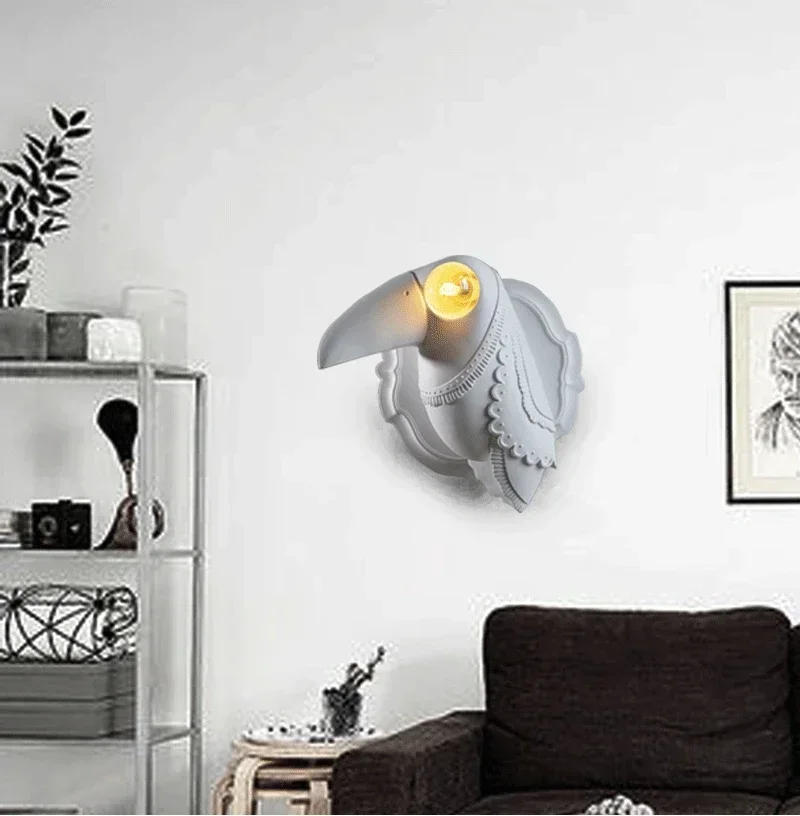 Description Picture 3 of itemNordic resin animal wall lamp modern Living Room Bedroom Bedside Toucan bird Wall Lights Luminaire Home Decor Light fixtures