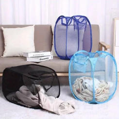 1pcs Mesh Pop Up Square Laundry Basket Foldable Dormitory Dirty Laundry Basket Storage Toy Storage Bag Dirty Laundry Basket