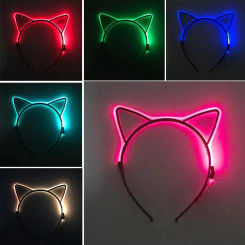Birthday LED Light Up Headband Cat Ear Hairband Bar Party Supplies Glowing Masquerade Headband Halloween Christmas Supplies