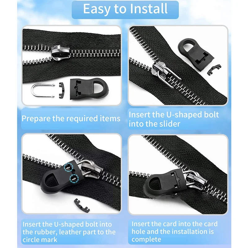 Description Picture 4 of item5/10Pc Replacement Zipper Slider Pull Puller End Fit Rope Tag Clothing Zip Fixer Broken Buckle Zip Cord Tab for Luggage Backpack