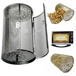 Round Stainless Steel Rotisserie Roasting Rack Roaster Drum Oven Basket  Barbecue Basket Cylindrical Drum Oven Mesh BBQ Tools