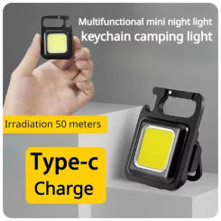 800mah COB LED Mini Flashlight Super Bright EDC Keychain Light Outdoor Emergency Camping Pocket Lamp With Tail Magnet Corkscrew