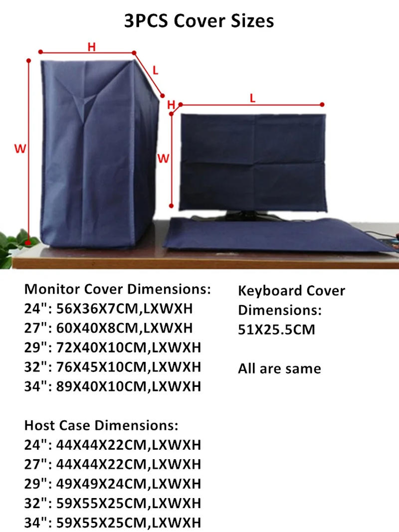 Description Picture 2 of item3 in 1 Oxford Desktop Computer Dust Cover Suit Waterproof 19-29 Inch Keyboard Host LCD Screen Protective Cover Household Durable