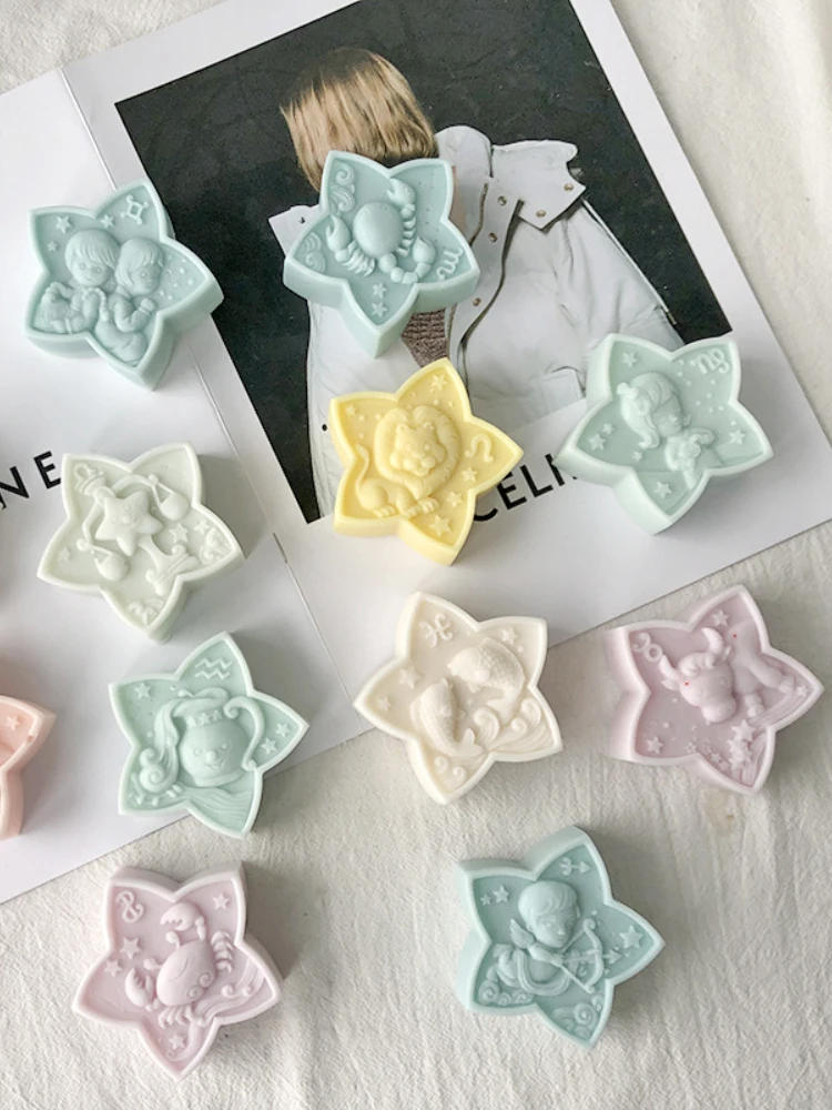 Description Picture 2 of item3D Zodiac Silicone Candle Molds DIY Stars Candle Mold Handmade Astrology Soap Scorpio Virgo Scented Candles Plaster Resin Molds