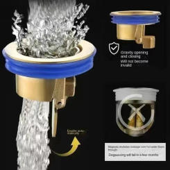 Way Valve Shower Drainer Sewer Strainer Plug Bathroom Accessories Copper  Seal Stopper  Drain Cover  Anti-odor Artifact