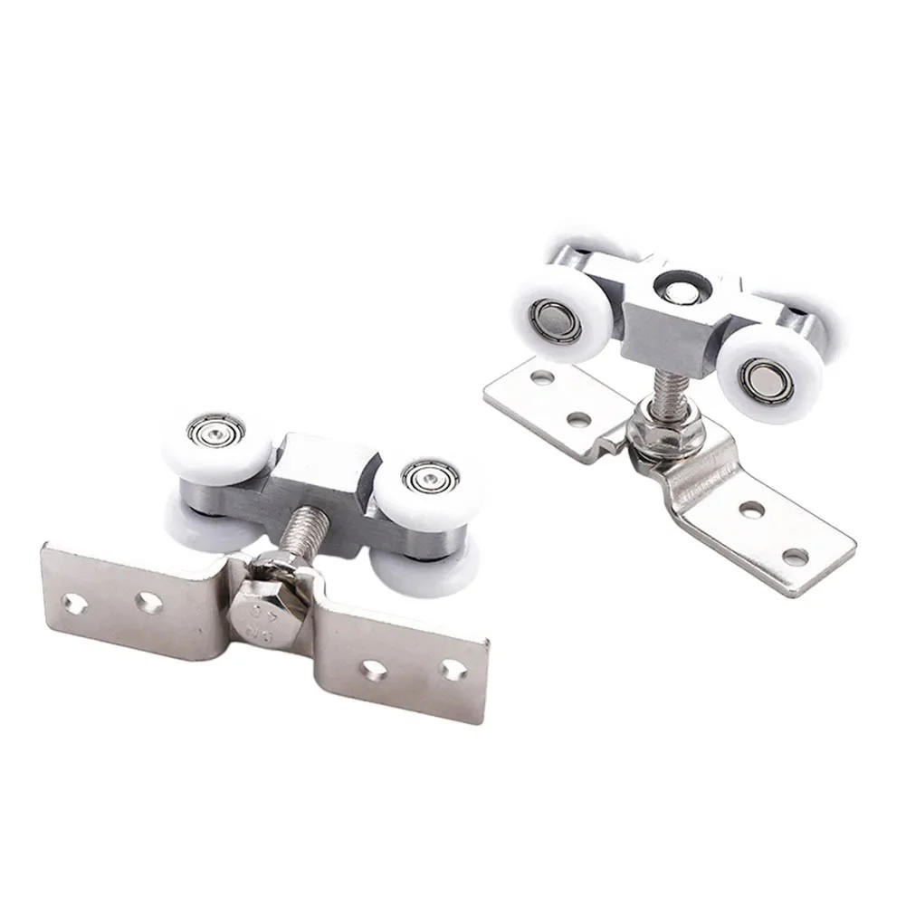 Description Picture 5 of item1 Pair Door Pulley Track Rail Hanging Pulley Glass Door Guide Mute Push And Pull Stainless Steel Wheel Sliding Door Pulley