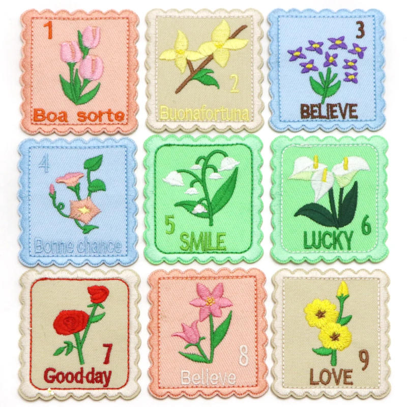 Description Picture 2 of item5PC Self Adhesive Flower stamps Patch Embroidery Patch Iron On Sew On Patches For Clothing thermoadhesive Patches On Clothes