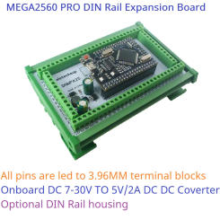 DIN Rail Expansion MEGA2560 PRO Board DC-DC 5V 2A Converter 3.96mm Mount Screw Terminal Block Adapter Module DNMPA25 for Arduino