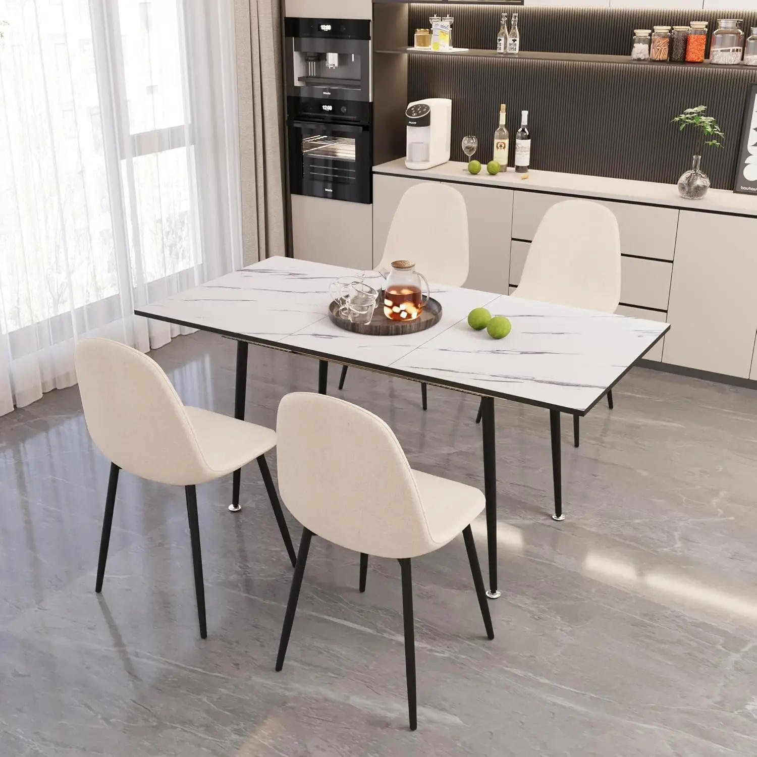 Description Picture 2 of itemDining Table Set for 4, Modern Expandable Kitchen Dining Table Set, Kitchen Table and Chairs Set for 4-6 People, Dining Tables