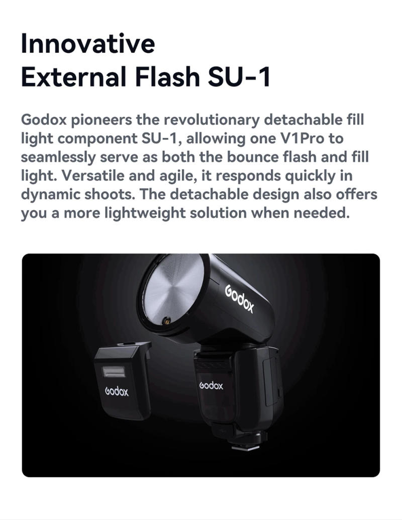 Description Picture 6 of itemGodox V1 Pro V1Pro TTL Li-ion Round Head Camera Flash Wireless Transmission Speedlite Flash for Canon Nikon Sony Fuji Olympus