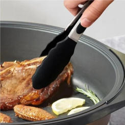 1PC Silica Gel Stainless Steel Black Baked Salad Accessories Kitchen Tools Bread Clip Home Party Picnic BBQ Clip Roast Steak