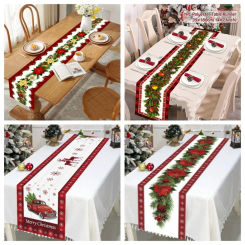 2025 New Cloth Christmas Table Runner for Home 2024 Xmas Ornament Table Decor Merry Christmas New Year Gift Tablecloth